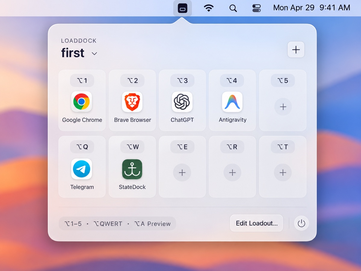 LoadDock Hotbar Layout Preview